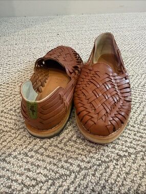 SOLS Women’s Mexican Woven Leather Huarache Shoes — Size 11 — Brown